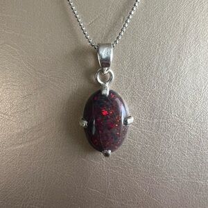 Black Opal Silver Pendant